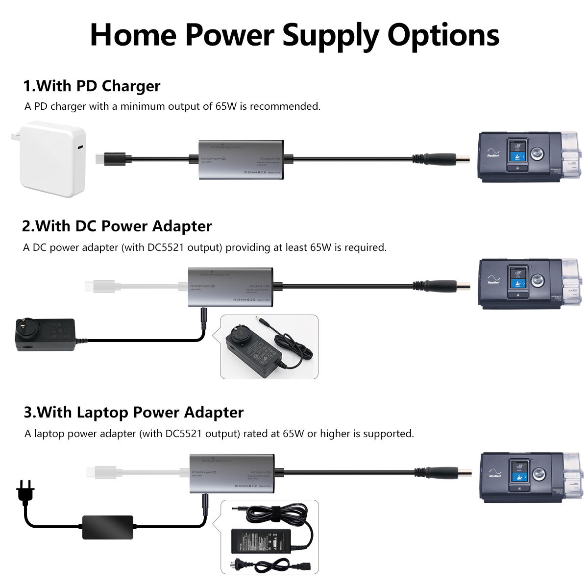 Type-C to ResMed S10 Power Cable
